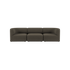 Mørk tresæders sofa med bløde afrundede former og dybe siddepladser til en elegant og komfortabel stue fra sackit.