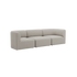 Fjord sofa til tre personer i lyst beige stof med bløde afrundede former fra sackit til den skandinaviske stueitsoq