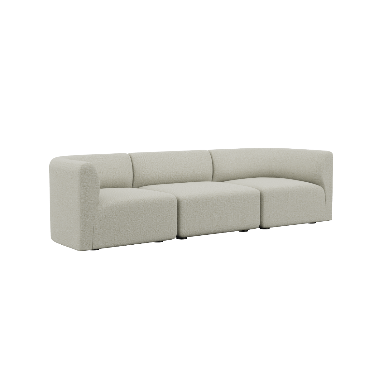 Cosmo Beige Fjord Sofa 3-personers uden puf med bløde, afrundede kanter og modulært design.