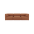 Brun trepersoners sofa fra sackit med bløde afrundede former og dyb polstring på sort baggrund til en moderne nordisk stue
