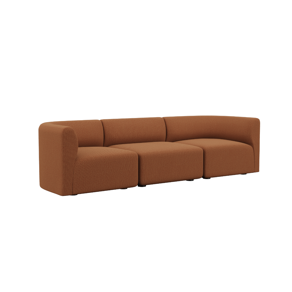 Fjord Sofa 3-personers i Cosmo Terracotta uden puf med bløde, afrundede kanter og modulært design.
