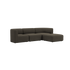 Mørk brun Fjord sofa fra sackit med tre bløde siddepladser og en rummelig chaiselong i roligt skandinavisk design
