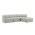 Cosmo Beige Fjord Sofa 3-personers med puf i blødt tekstil og afrundede kanter.