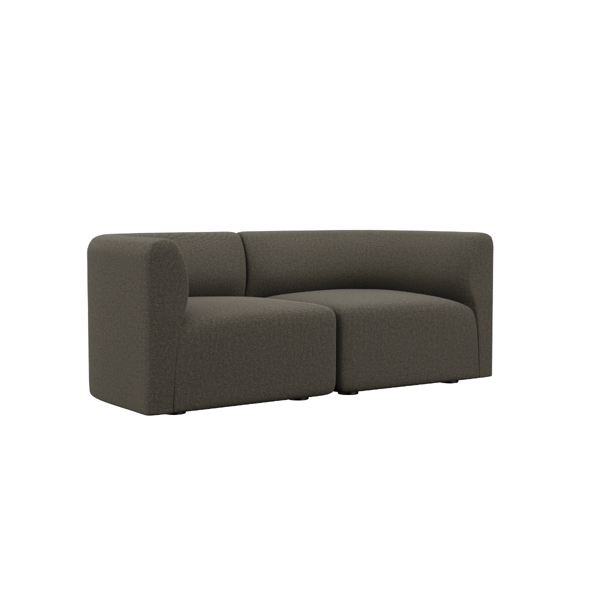 Fjord Sofa 2-personers i brun Sealife tekstil med bløde, afrundede kanter og modulært design.