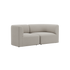 sackit Fjord sofa til to personer i lyst beige stof med bløde afrundede armlæn og dybe sæder i enkelt skandinavisk design til stuen