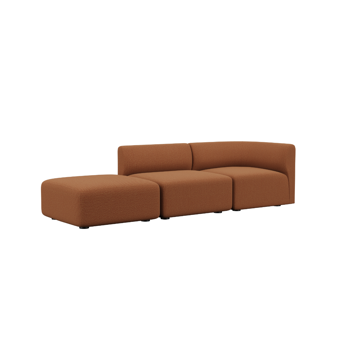 Fjord Sofa 2-personers med venstre open end i terracotta tekstil med bløde, afrundede kanter.
