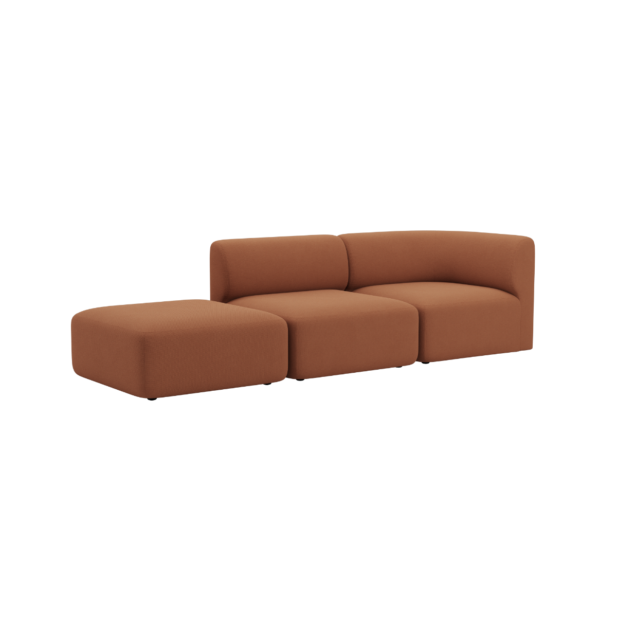 Brun Fjord sofa fra sackit med to siddepladser og åben ende i blødt skandinavisk design til stuen