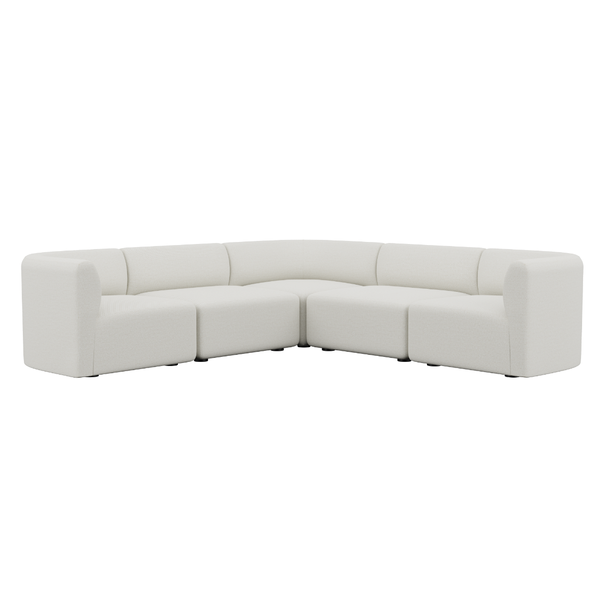 Fjord Sofa hjørnesofa i lyst Sealife Ivory tekstil med bløde linjer og afrundede kanter.