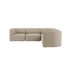 Beige hjørnesofa fra sackit med bløde moduler og afrundet chaiselong i roligt skandinavisk design til stuen