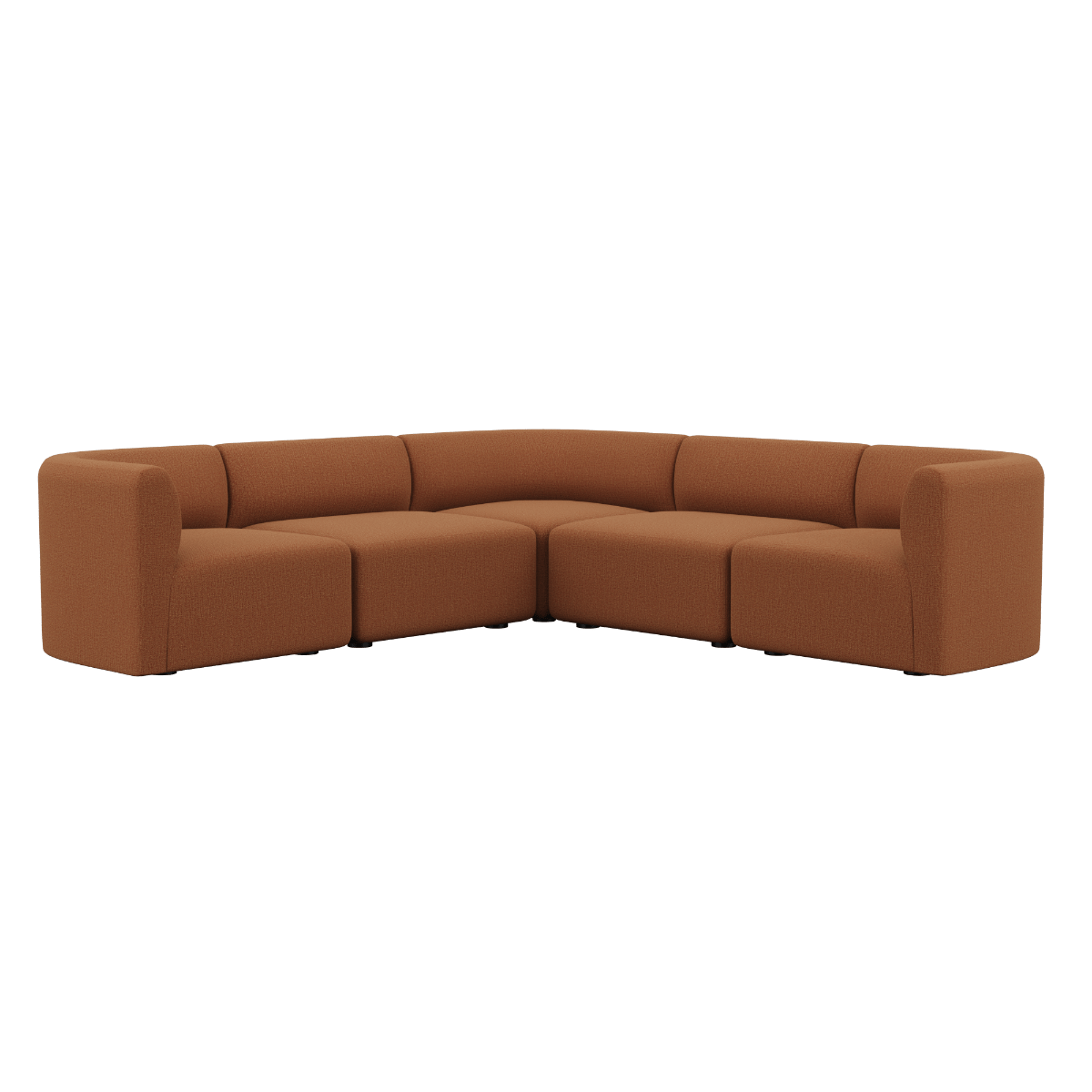 Fjord Sofa hjørnesofa i modulært design med bløde kanter i Cosmo Terracotta tekstil.