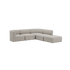 sackit Fjord hjørnesofa med åben ende i lyst beige stof og bløde afrundede linjer til en moderne skandinavisk stue