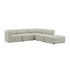 Fjord Sofa hjørnesofa med åben ende i beige stof med bløde, afrundede kanter og modulært design.