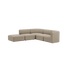 Beige Fjord hjørnesofa med åben ende og bløde afrundede linjer fra sackit til en rolig skandinavisk stueindretning