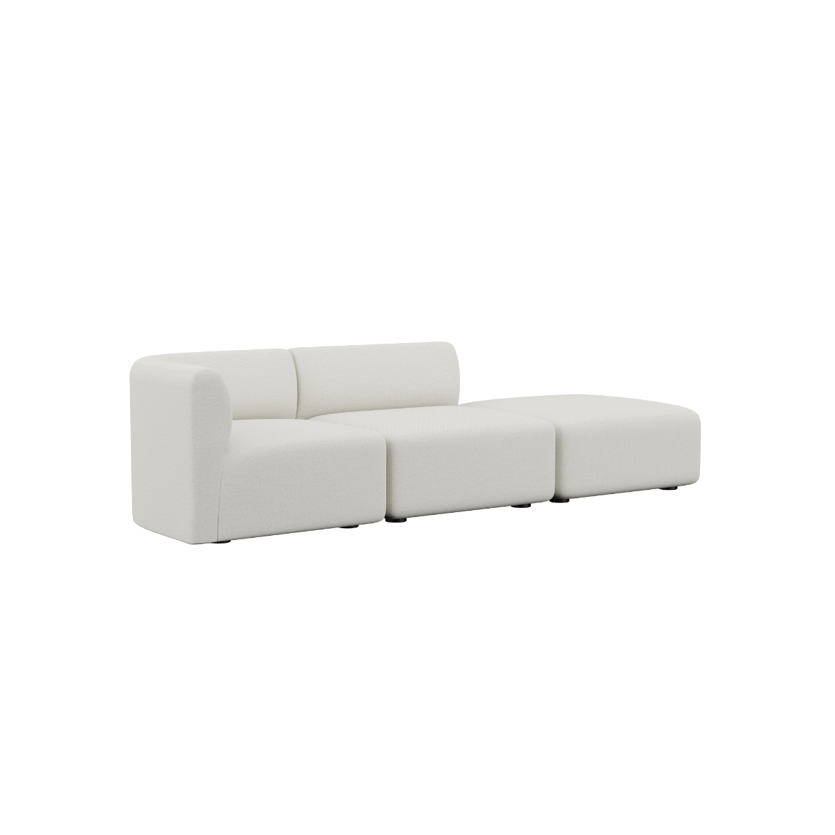 Fjord Sofa 2-personers med åben højre ende i lys Sealife Ivory tekstil, bløde linjer og afrundede kanter.