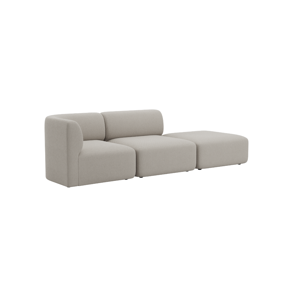 Lys beige to personers Fjord sofa fra sackit med bløde afrundede former og åben ende til en moderne nordisk stue
