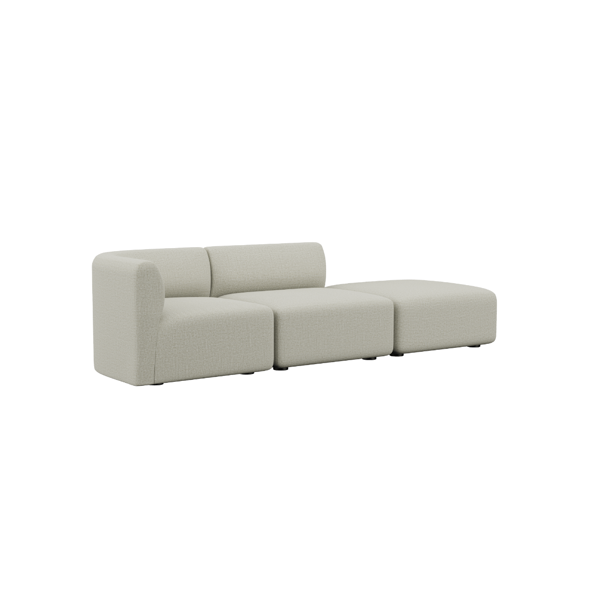 Fjord Sofa 2-personers med højre åben ende i beige stof med bløde, afrundede kanter og modulært design.