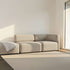 Fjord Sofa 2-personers med åben ende i Cosmo Beige tekstil, skandinavisk design og bløde former.