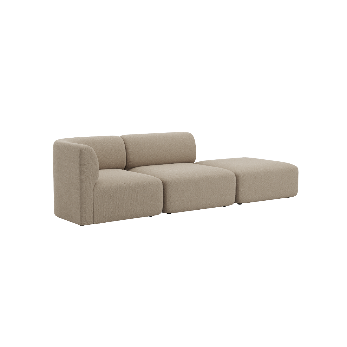 Beige Fjord sofa fra sackit med to siddepladser og åben ende med bløde afrundede former og roligt skandinavisk design til stuen