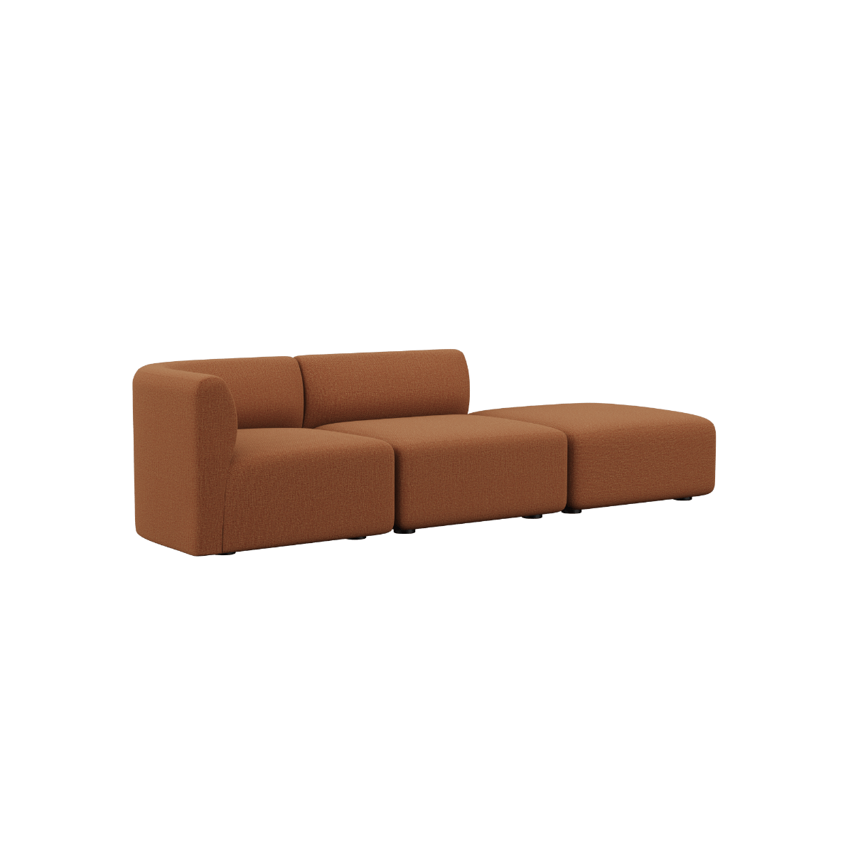 Fjord Sofa 2-personers med højre åben ende i Cosmo Terracotta tekstil med bløde, afrundede kanter.