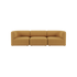 Trepersoners Fjord sofa i varm karamelbrun tekstil med bløde afrundede former og rummelige sæder fra sackit til den moderne skandinaviske stue
