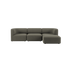 Mørkegrå trepersoners sofa med bløde afrundede former og en bred chaiselong i minimalistisk skandinavisk design fra sackit