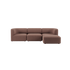 Brun trepersoners Fjord sofa med bløde afrundede former og modulopbygning fra sackit i et roligt skandinavisk design på sort baggrund