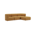 Varmt brun Fjord sofa med tre siddepladser og en bred chaiselong i blødt skandinavisk design til stuen fra sackit