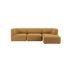 Fjord Sofa i varm karamelbrun tekstil med bløde afrundede former og flydende chaiselong til tre personer fra sackit i dansk skandinavisk design