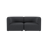Mørkegrå to personers sofa med bløde afrundede armlæn og dybe sæder i roligt skandinavisk design fra sackit