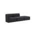 Mørkegrå sackit Fjord sofa med to siddepladser og åben ende i roligt skandinavisk design vist på sort baggrund