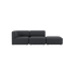 Mørkegrå Fjord sofa fra sackit med to bløde siddepladser og åben ende i et enkelt skandinavisk design