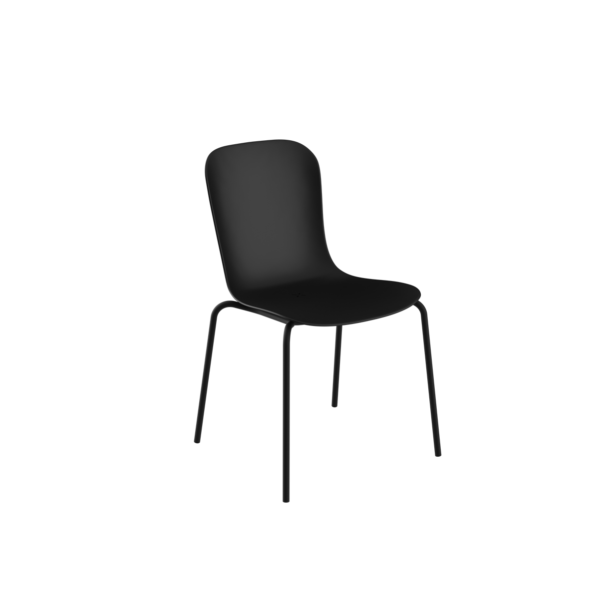 Sort Patio Chair no. One S1 med formstøbt skal og pulverlakeret stel i sort til udendørs brug.