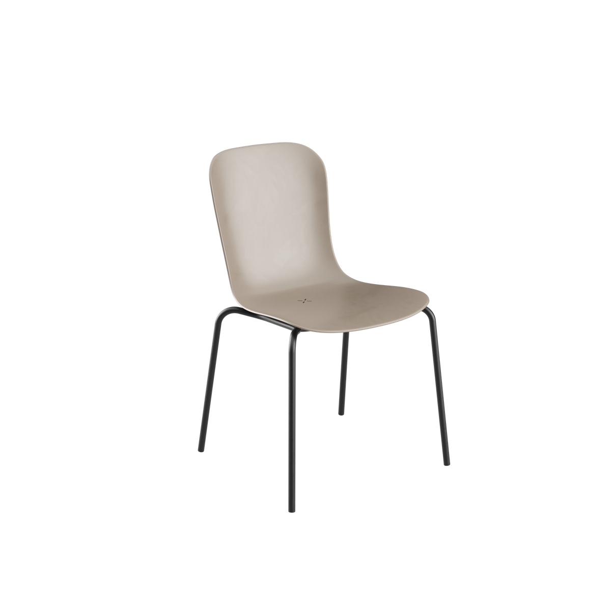 Patio Chair no. One S1 med taupe skal og sort stel, udendørs stol i genbrugsplast og pulverlakeret stål.