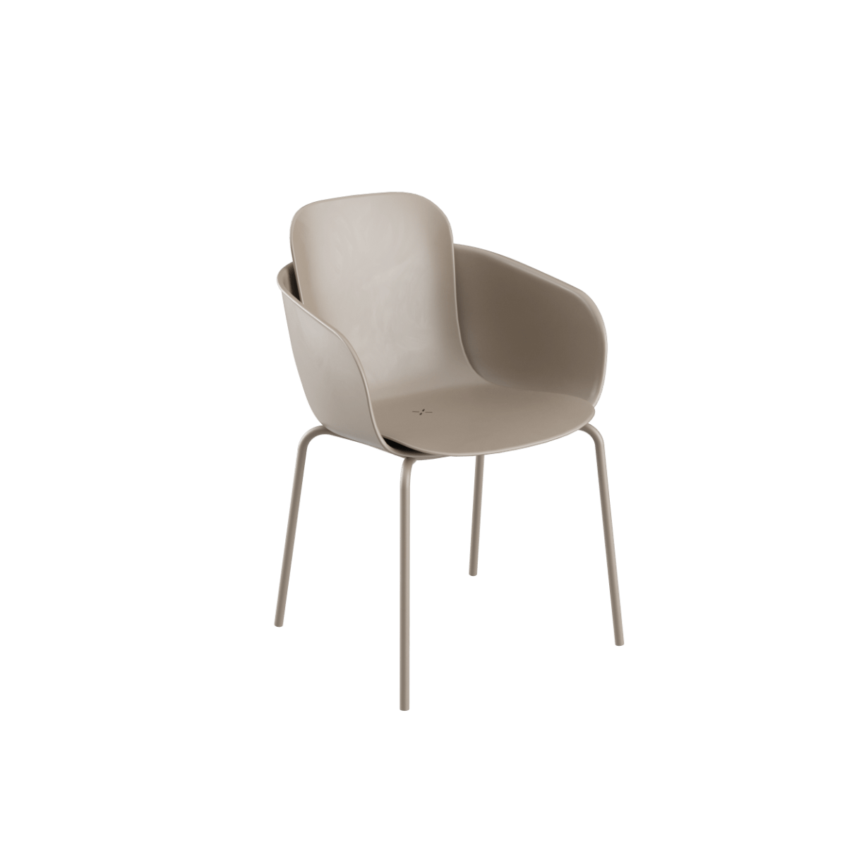 Udendørs Patio Chair no. One i taupe med pulverlakeret stel og drænhul, designet til komfort.