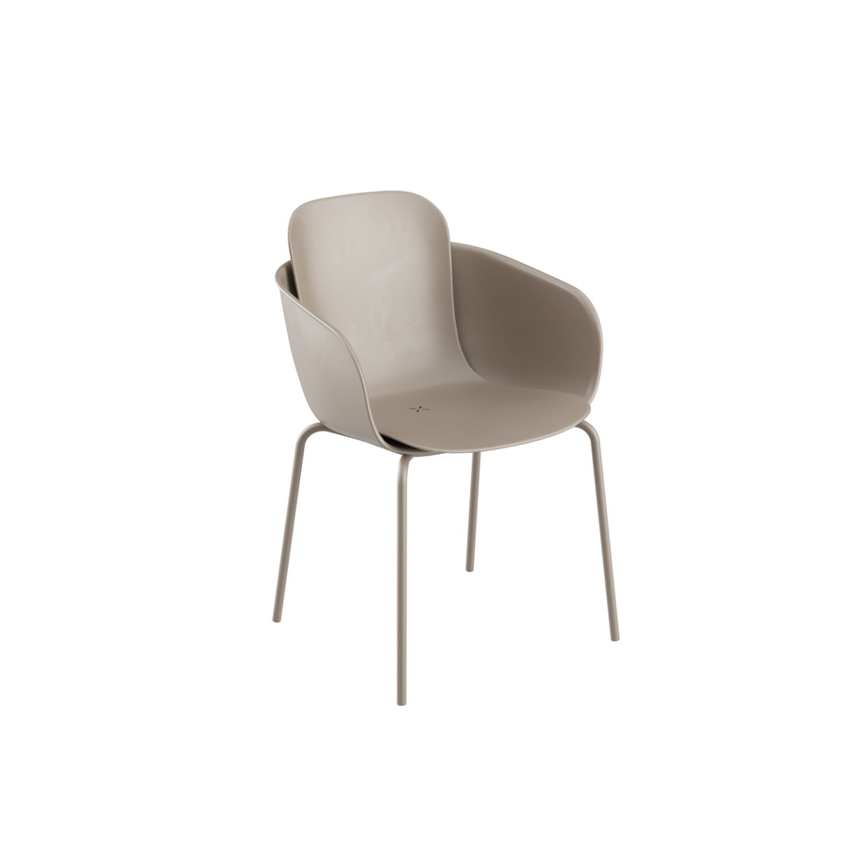 Udendørs Patio Chair no. One i taupe med pulverlakeret stel og drænhul, designet til komfort.