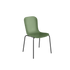 Patio Chair no. One S1 i olivengrøn skal med sort stel, udendørs stol i genanvendt plast og pulverlakeret stål.