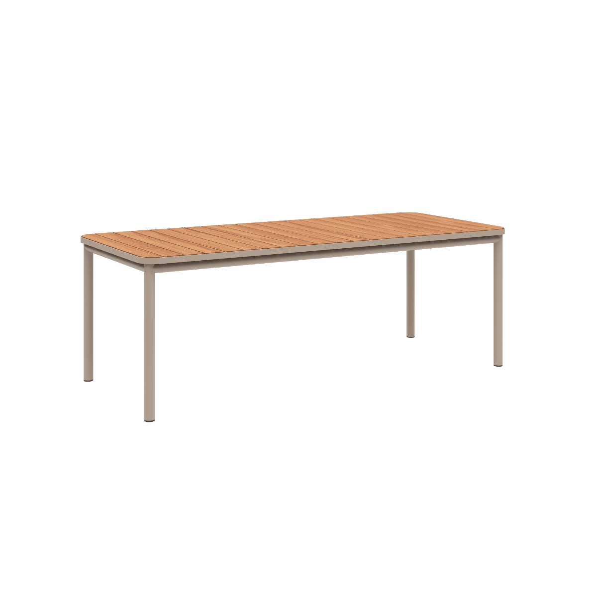 Udendørs Kirra Dining Table 210x90 i taupe pulverlakeret aluminium og teaktræ
