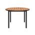Udendørs Kirra Dining Table Ø110 i sort pulverlakeret aluminium og ubehandlet teaktræ.