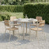 Kirra Patio Chair i taupe pulverlakeret aluminium med ubehandlet teaktræ, udendørs havestol.