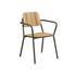 Kirra Patio Chair i sort pulverlakeret aluminium med ubehandlet teaktræ, udendørs havestol.