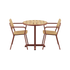 Kirra Café Table og 2 Kirra Patio Chairs i chestnut farve med teak og pulverlakeret aluminium.