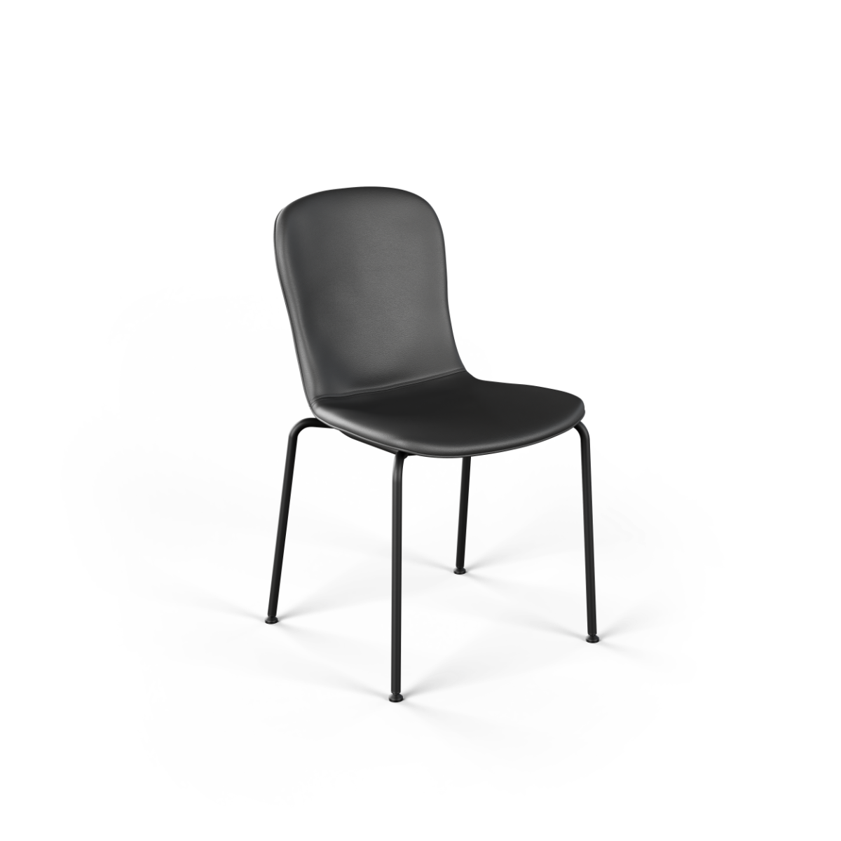 Chair no. One S1 spisebordsstol i Terra Black med polstret lædersæde og stel i pulverlakeret genanvendt stål.