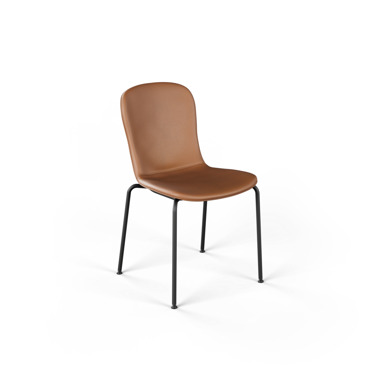 Chair no. One S1 spisebordsstol i Terra Safari med polstret lædersæde og stel i pulverlakeret genanvendt stål.