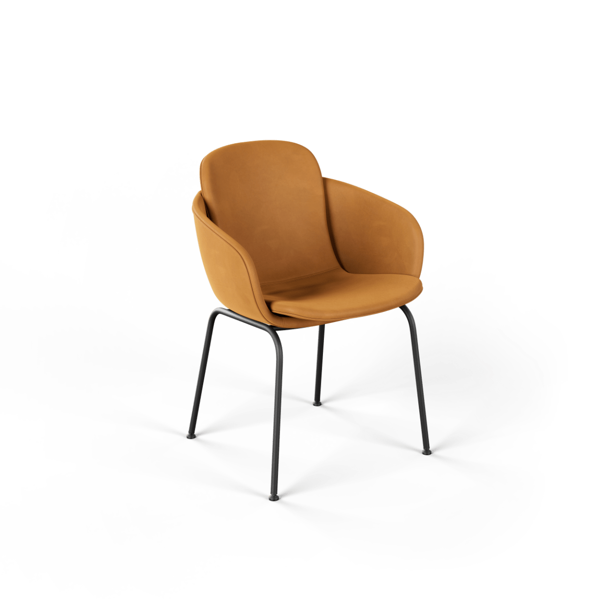 Chair no. One S2 spisebordsstol i Luna Sandstone med polstret Spoor læder og pulverlakeret stel i genanvendt stål.