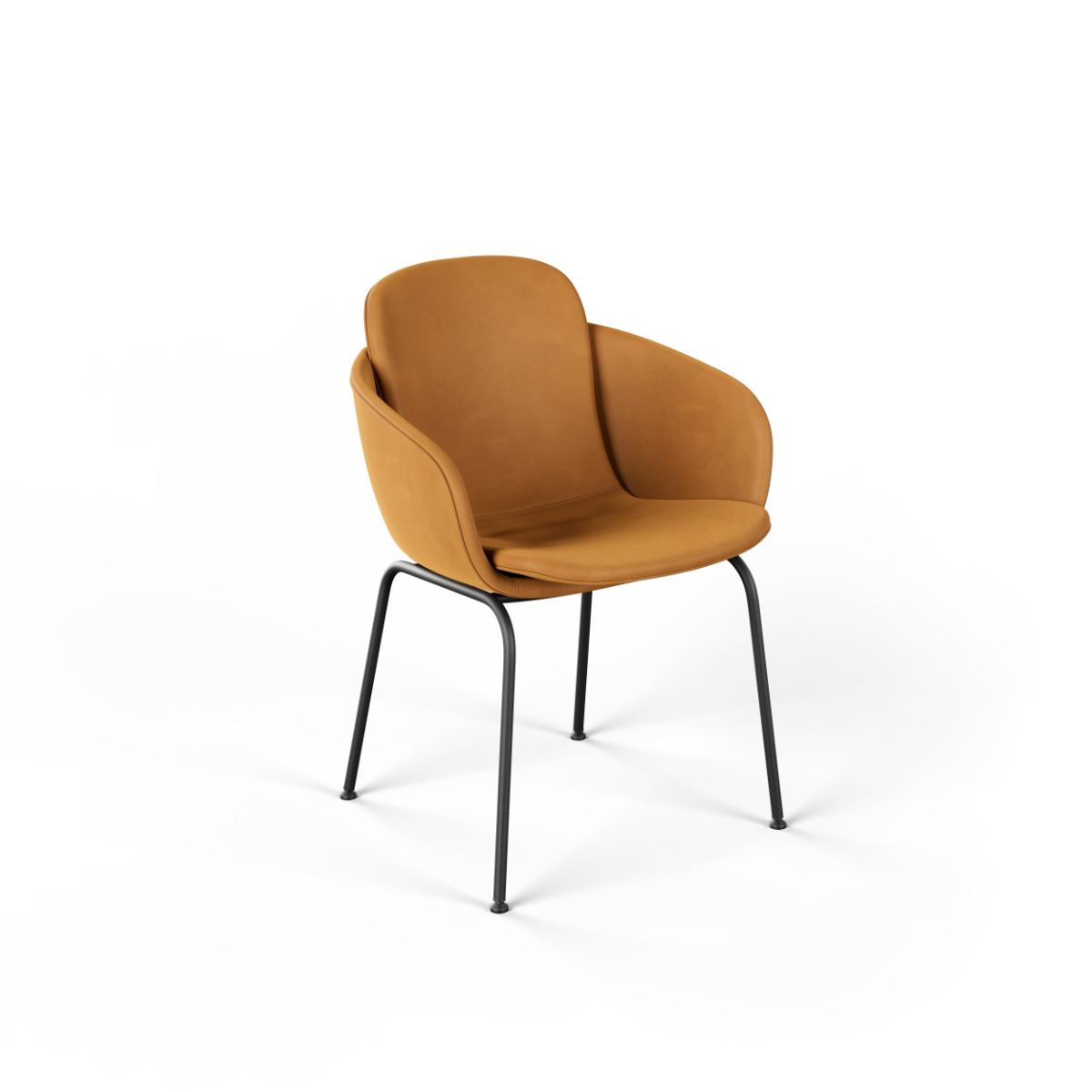 Chair no. One S2 spisebordsstol i Luna Sandstone polstret læder med dobbeltskaller og stålstel.