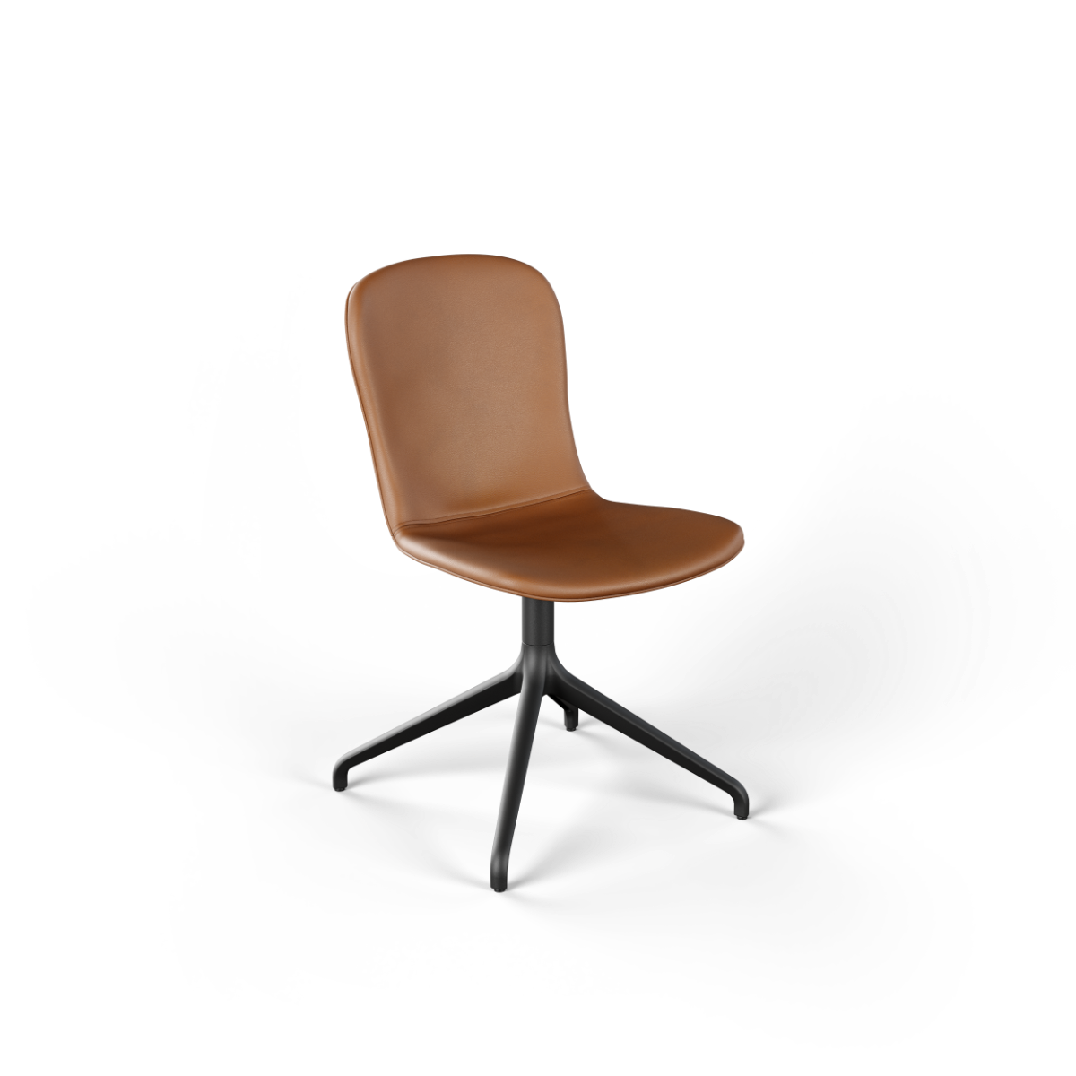 Chair no. One S1 spisebordsstol i Terra Safari med polstret sæde og sort aluminiumssokkel uden returdrej.