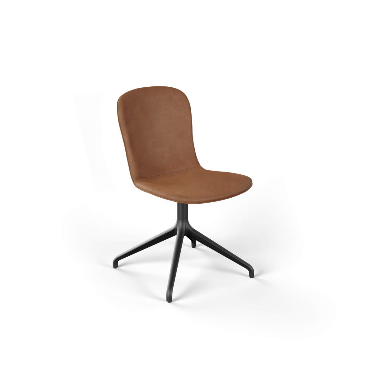 Chair no. One S1 spisebordsstol i Luna Walnut med polstret skal og uden returdrej, indendørs design.