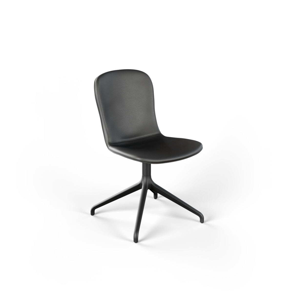 Chair no. One S1 Terra Black spisebordsstol med polstret sæde og sort swivel-fod med returdrej.