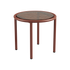 Mollis Side Table Ø50 i chestnut farve med pulverlakeret aluminiumsstel og røget hærdet glasbordplade.
