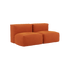 Orange Jaquard tekstil modulsofa med to sæder og bløde puder i moderne design.